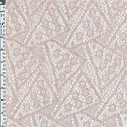 2 3/8 YD PC-Pink Triangle Lacey Crochet Knit Fabric