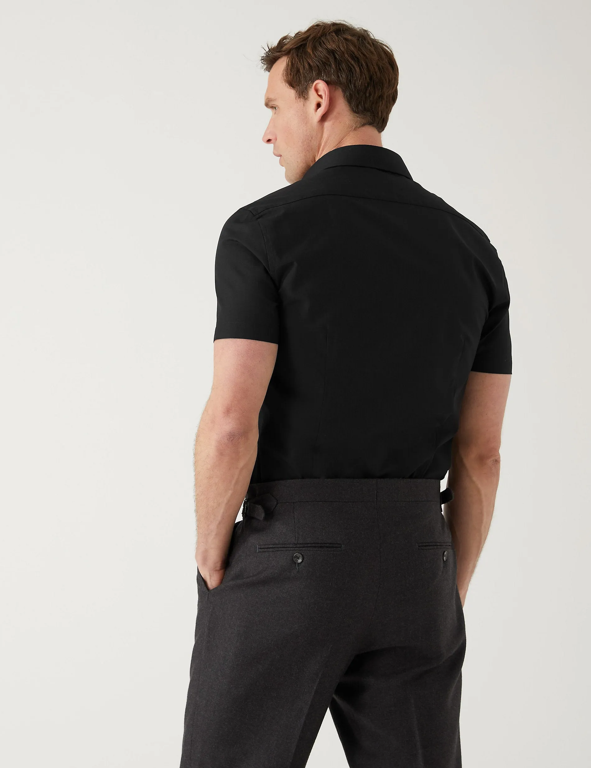 3 pcs.  slim short sleeve shirts that are easy to iron Marks & Spencer black