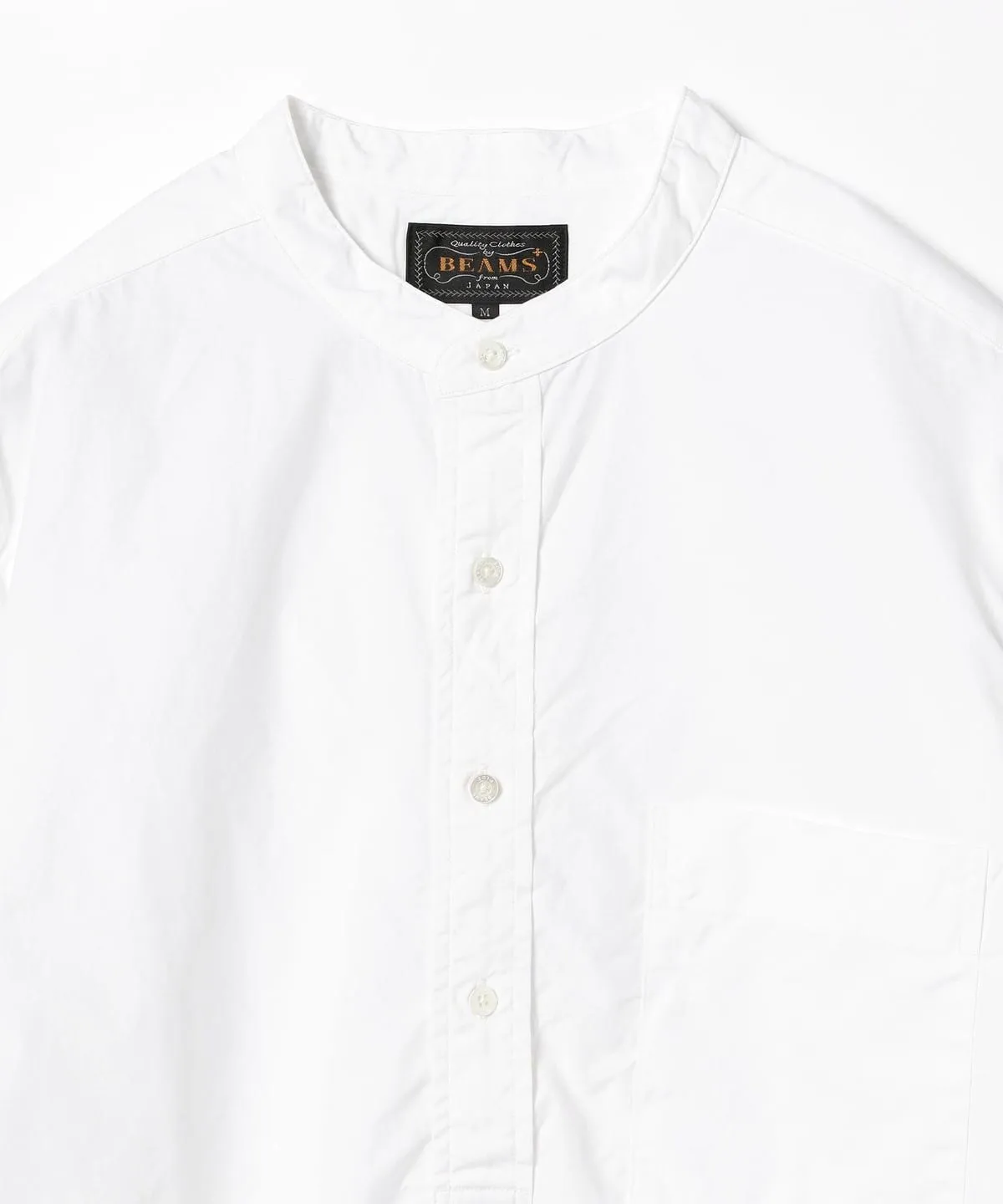 Band Collar Pullover Shirt - White