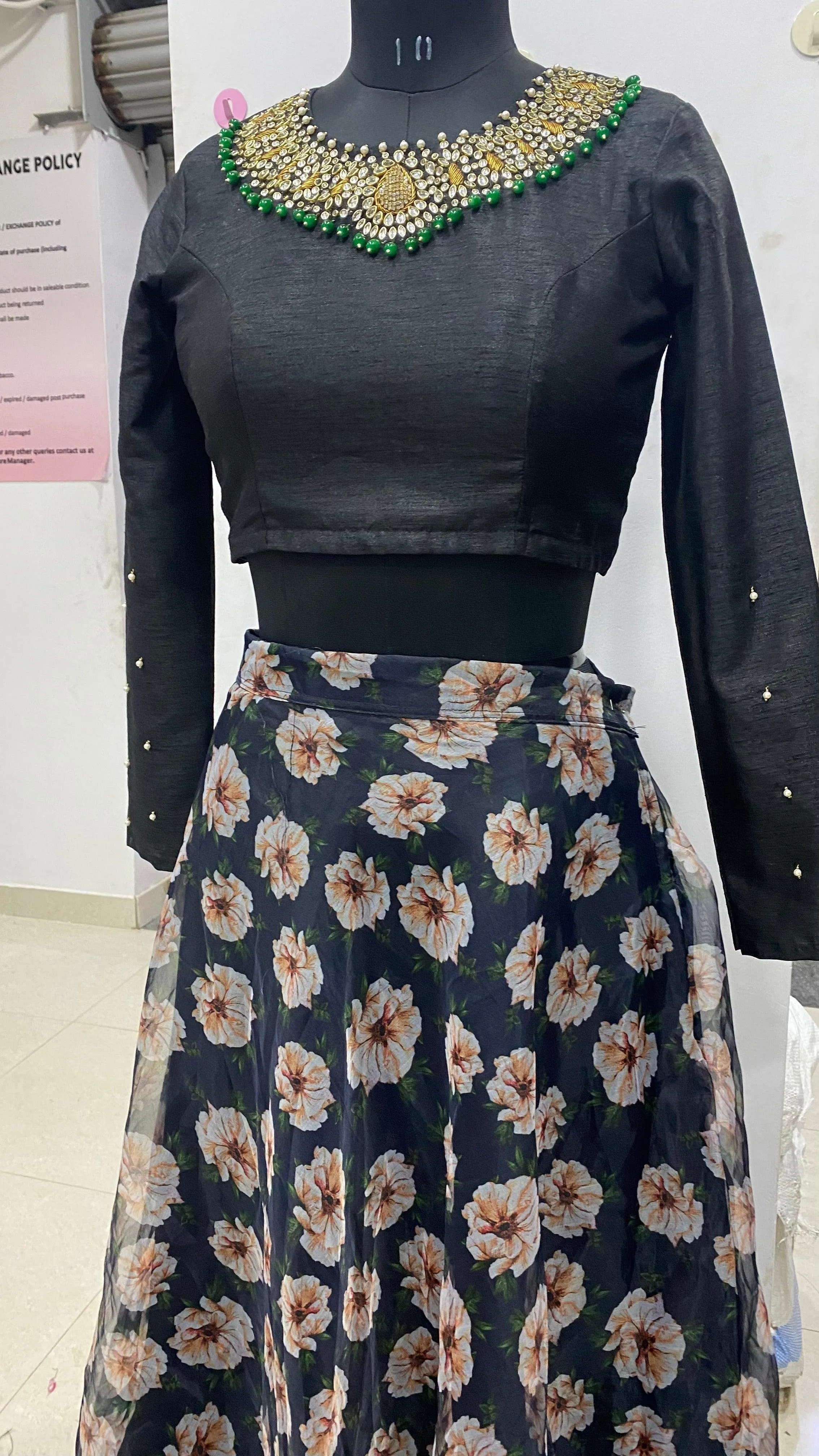 Beautiful Skirt Hand worked with Jewel Neck Top