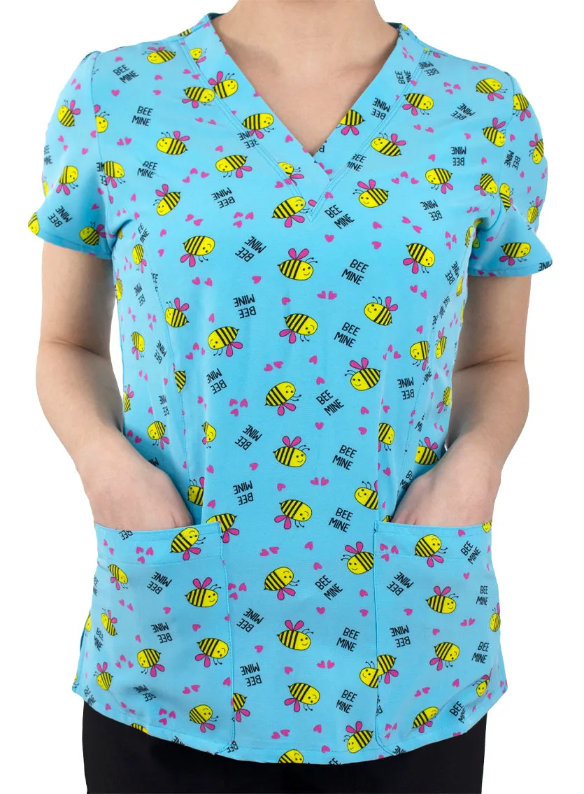 Bee Mine Printed V-Neck Top