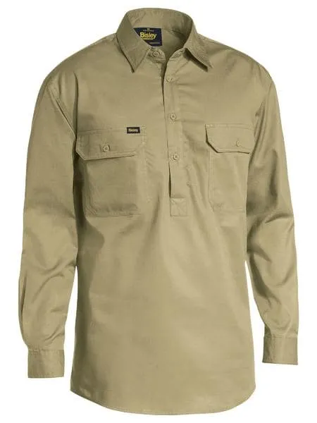 Bisley Lightweight Closed Front Cotton Drill Shirt - Long Sleeve (BSC6820)
