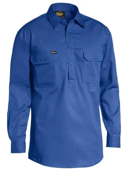 Bisley Lightweight Closed Front Cotton Drill Shirt - Long Sleeve (BSC6820)