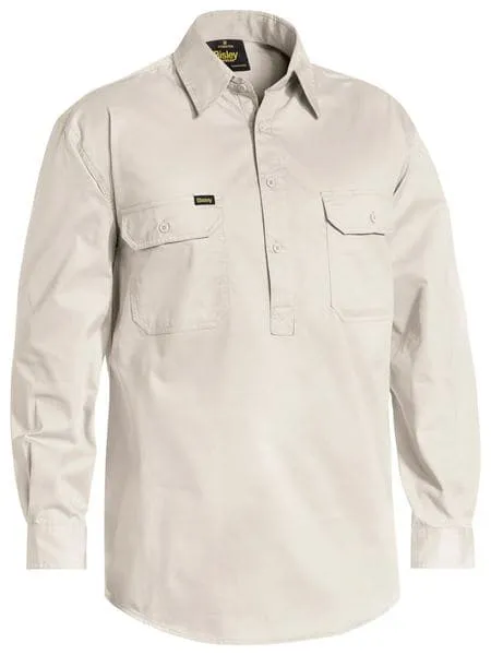 Bisley Lightweight Closed Front Cotton Drill Shirt - Long Sleeve (BSC6820)