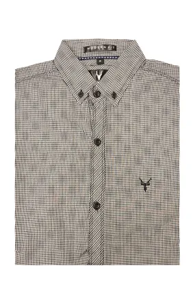 Black & White Button Down Casual Check Shirt