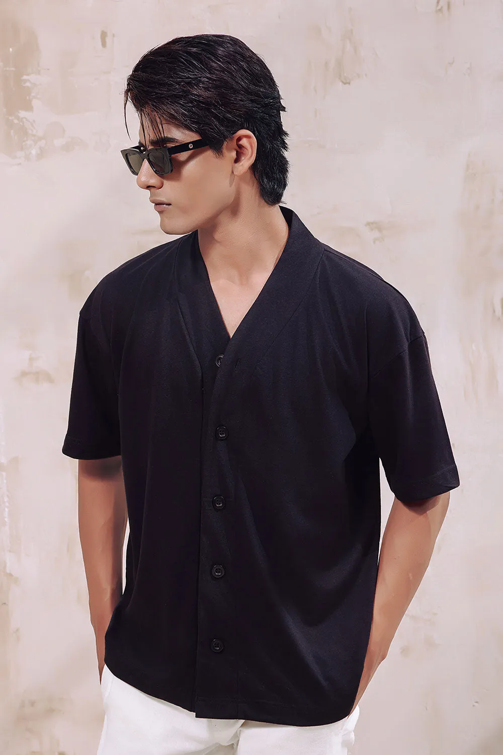 Black Base Ball Jersey Shirt
