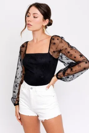 Black Rock Star Mesh Sleeve Body Suit