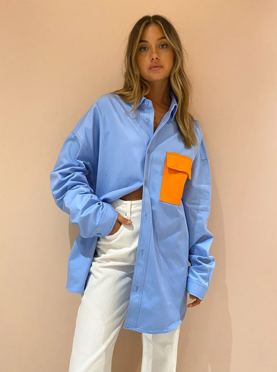 Blanca George Shirt in Blue Orange