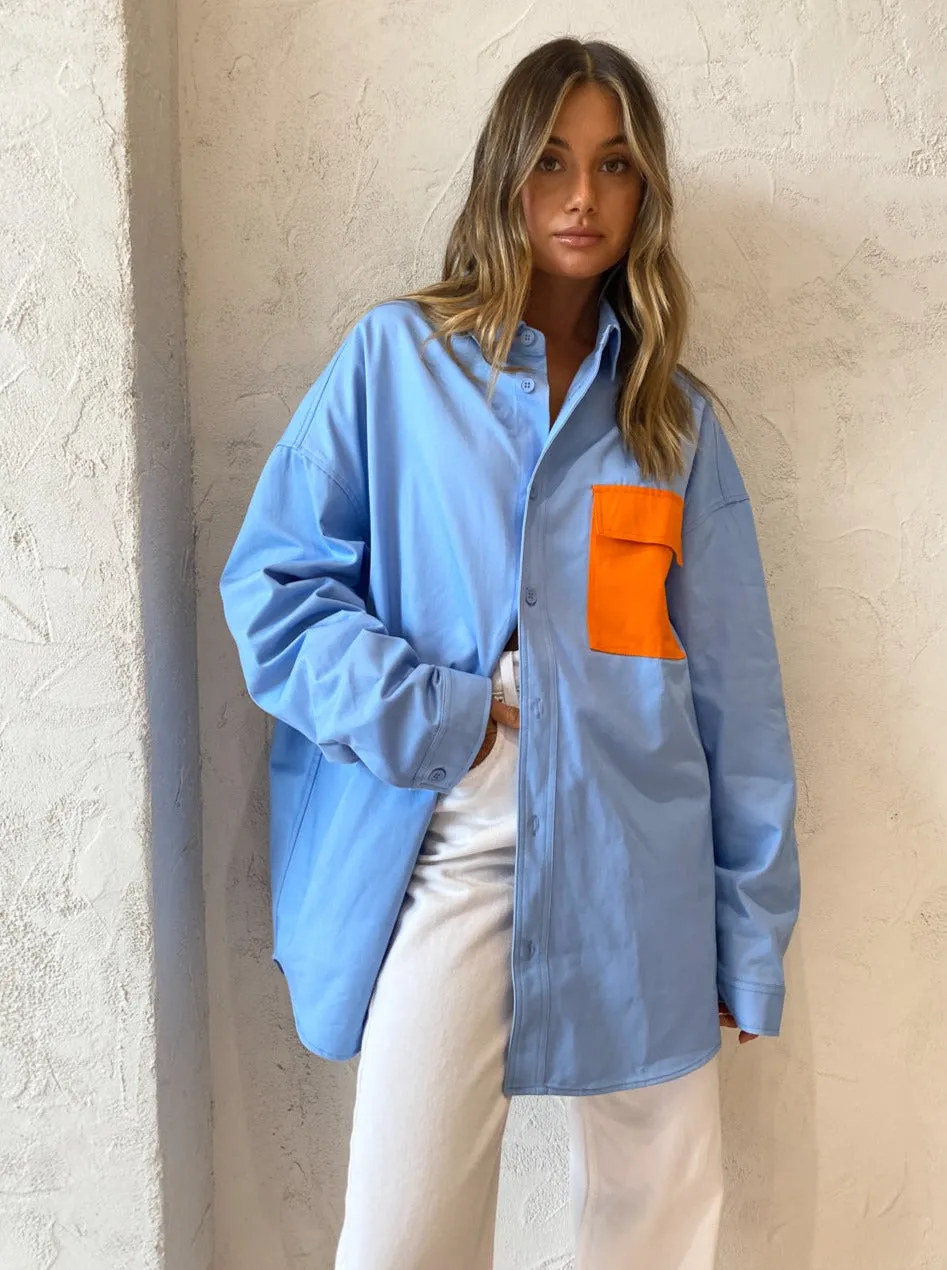 Blanca George Shirt in Blue Orange