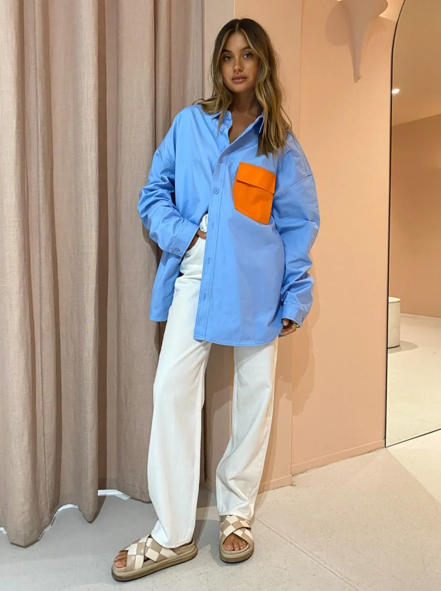Blanca George Shirt in Blue Orange