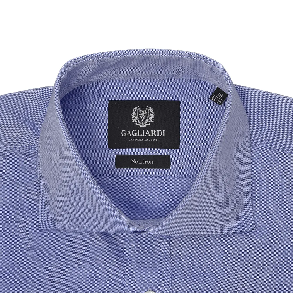 Blue Oxford Slim Fit Cutaway Collar Double Cuffed Shirt