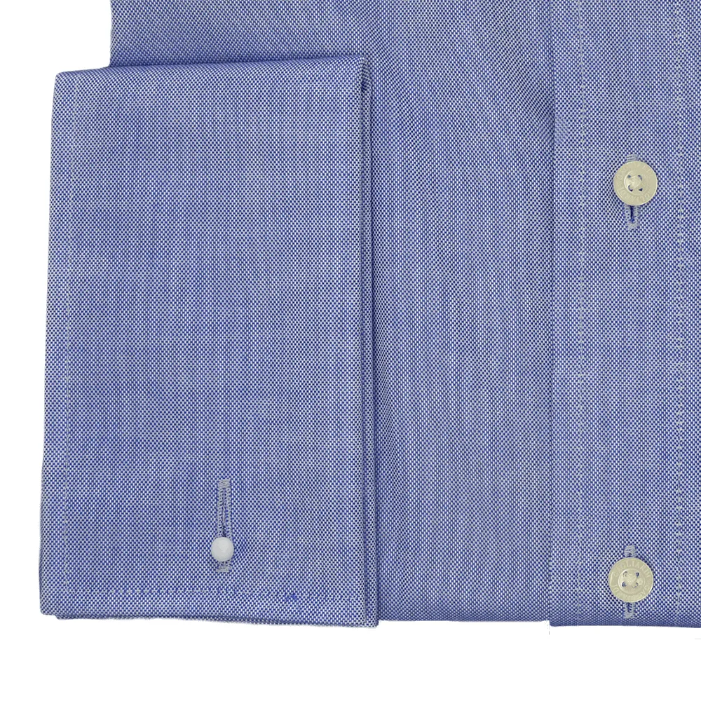 Blue Oxford Slim Fit Cutaway Collar Double Cuffed Shirt