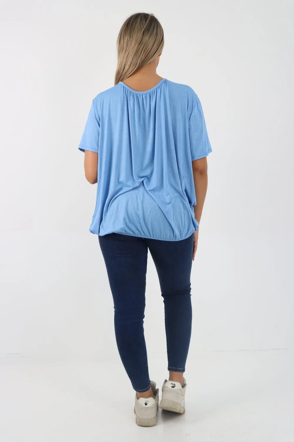Bubble Hem Stretchy Short Sleeve Top
