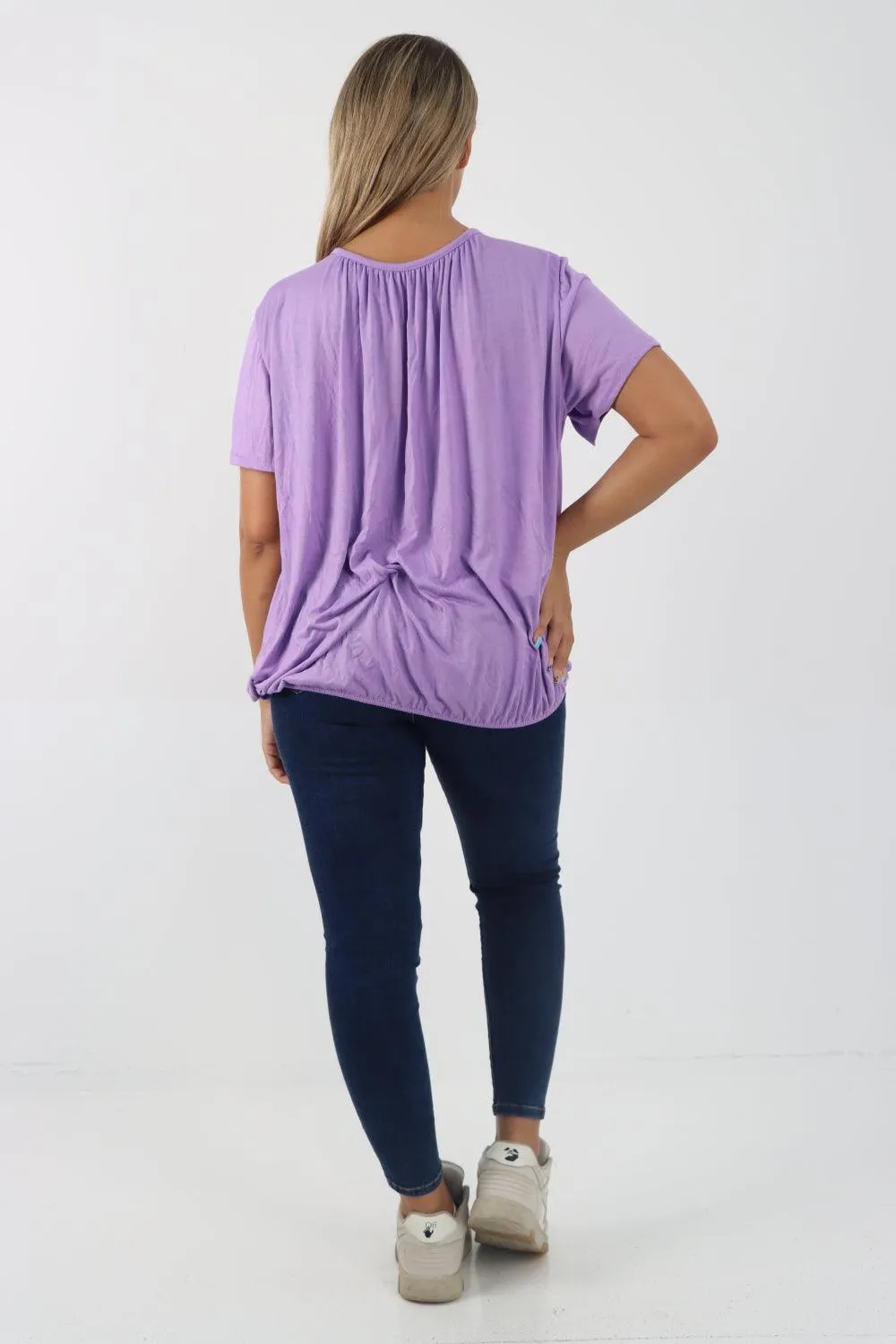 Bubble Hem Stretchy Short Sleeve Top
