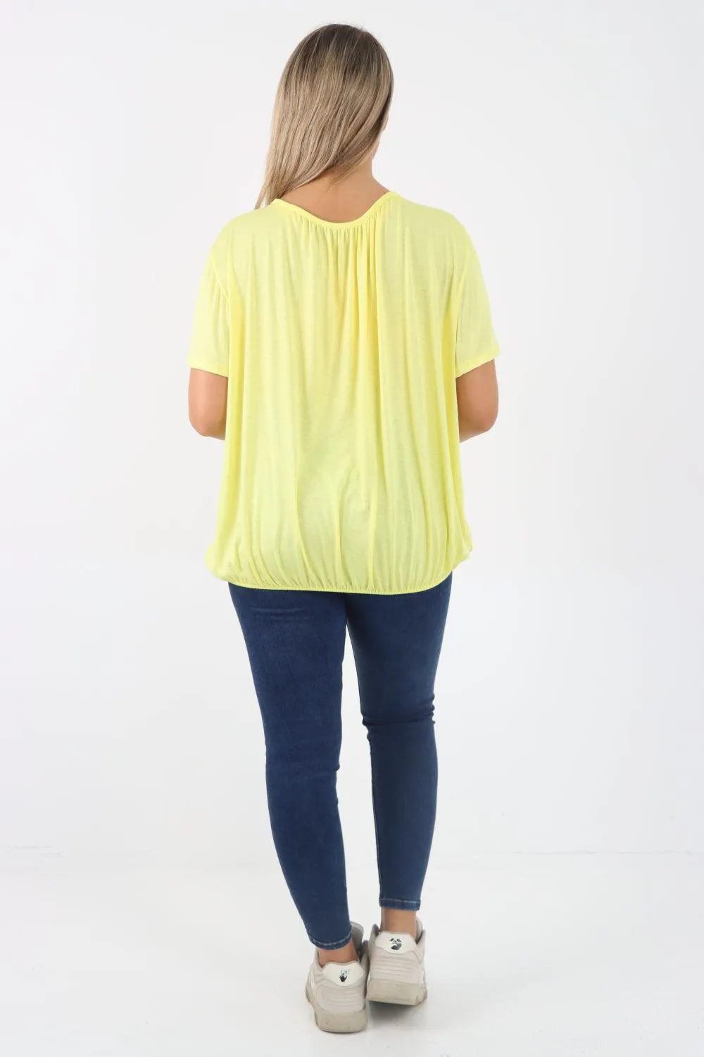 Bubble Hem Stretchy Short Sleeve Top