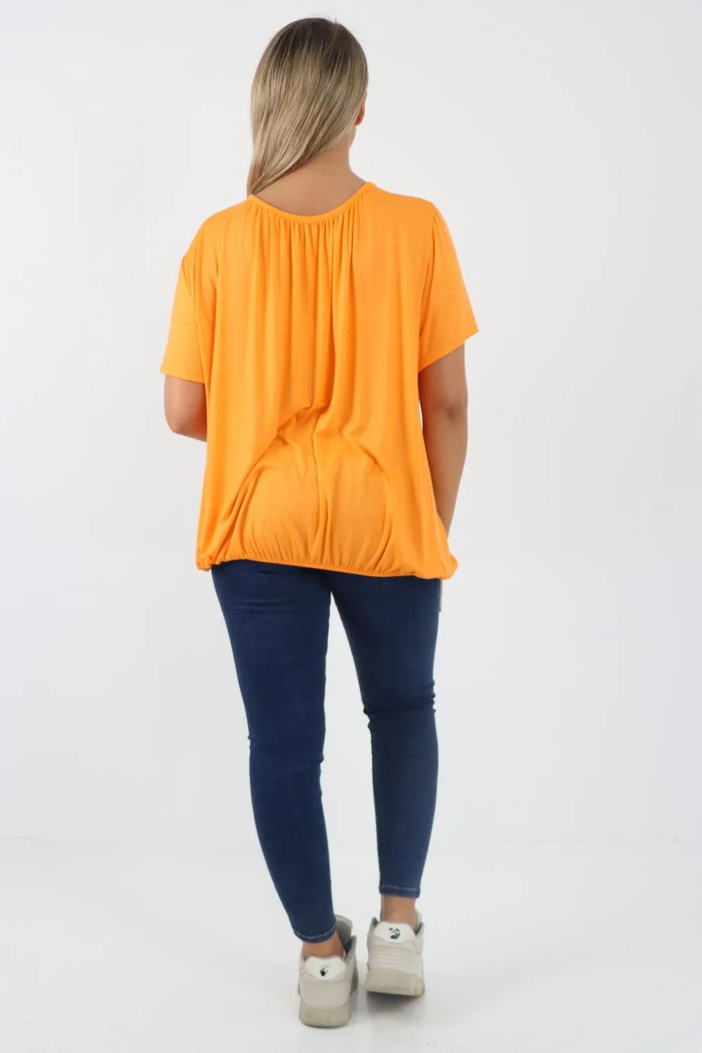 Bubble Hem Stretchy Short Sleeve Top