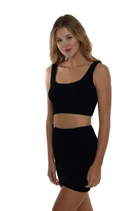 Cairo Crop Tankini Basic Crinkle Stretch One Size TOP ONLY (Black)