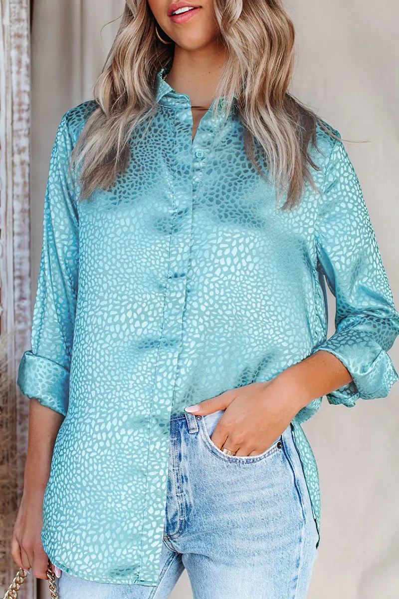 Casual Elegant Leopard Buckle Turndown Collar Tops