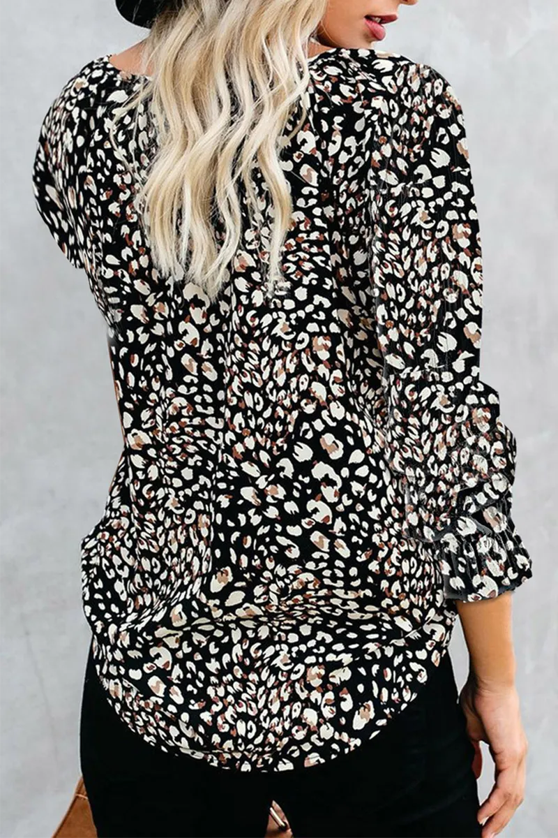 Casual Elegant Print Patchwork Frenulum V Neck Tops(7 Colors)
