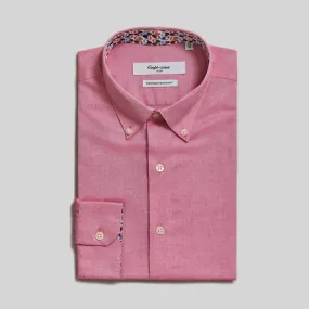 Coupe Cousu, Red, Long Sleeve Shirt with Contrast Trim Fabric