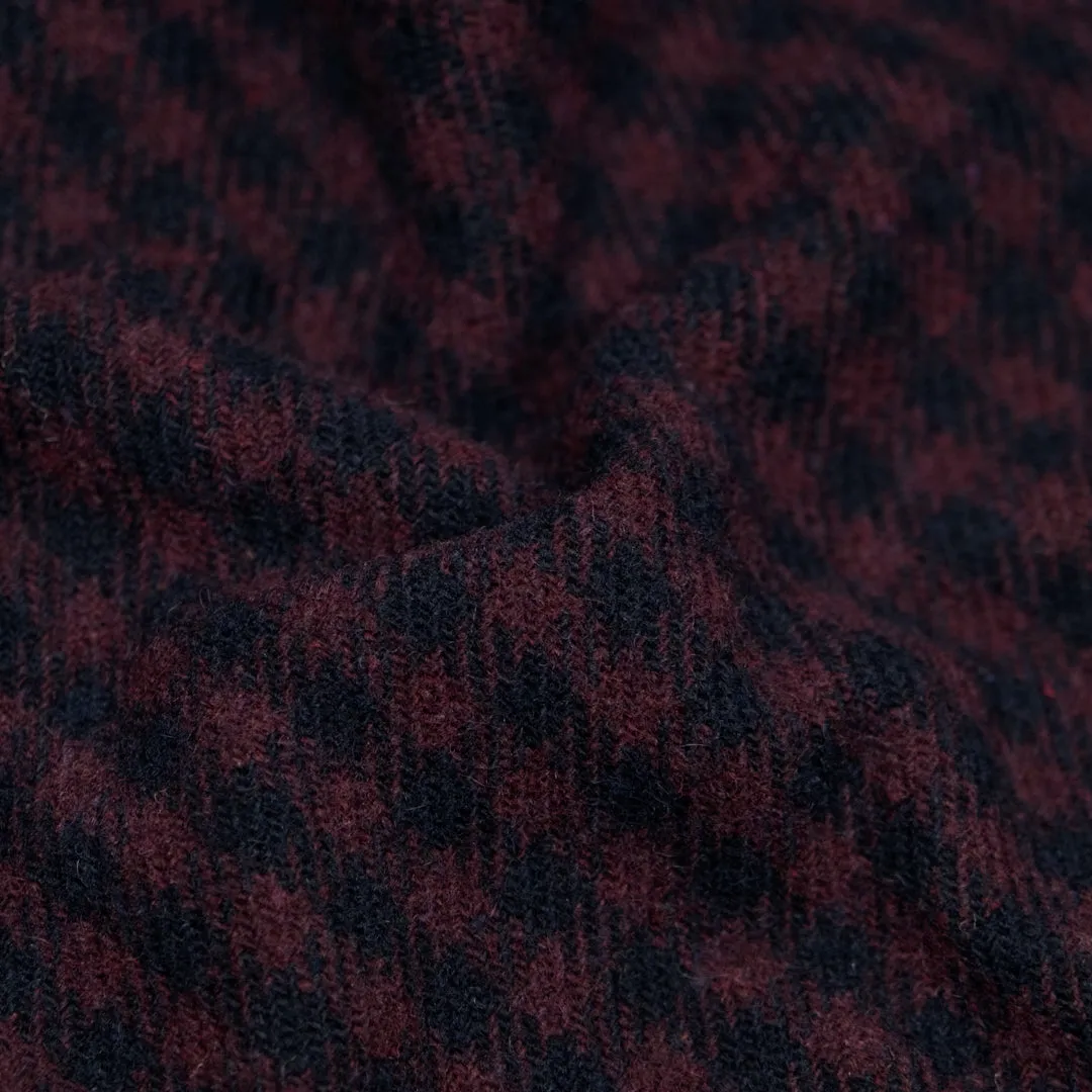 Deadstock Checked Wool Blend Coating - Merlot/Midnight Blue