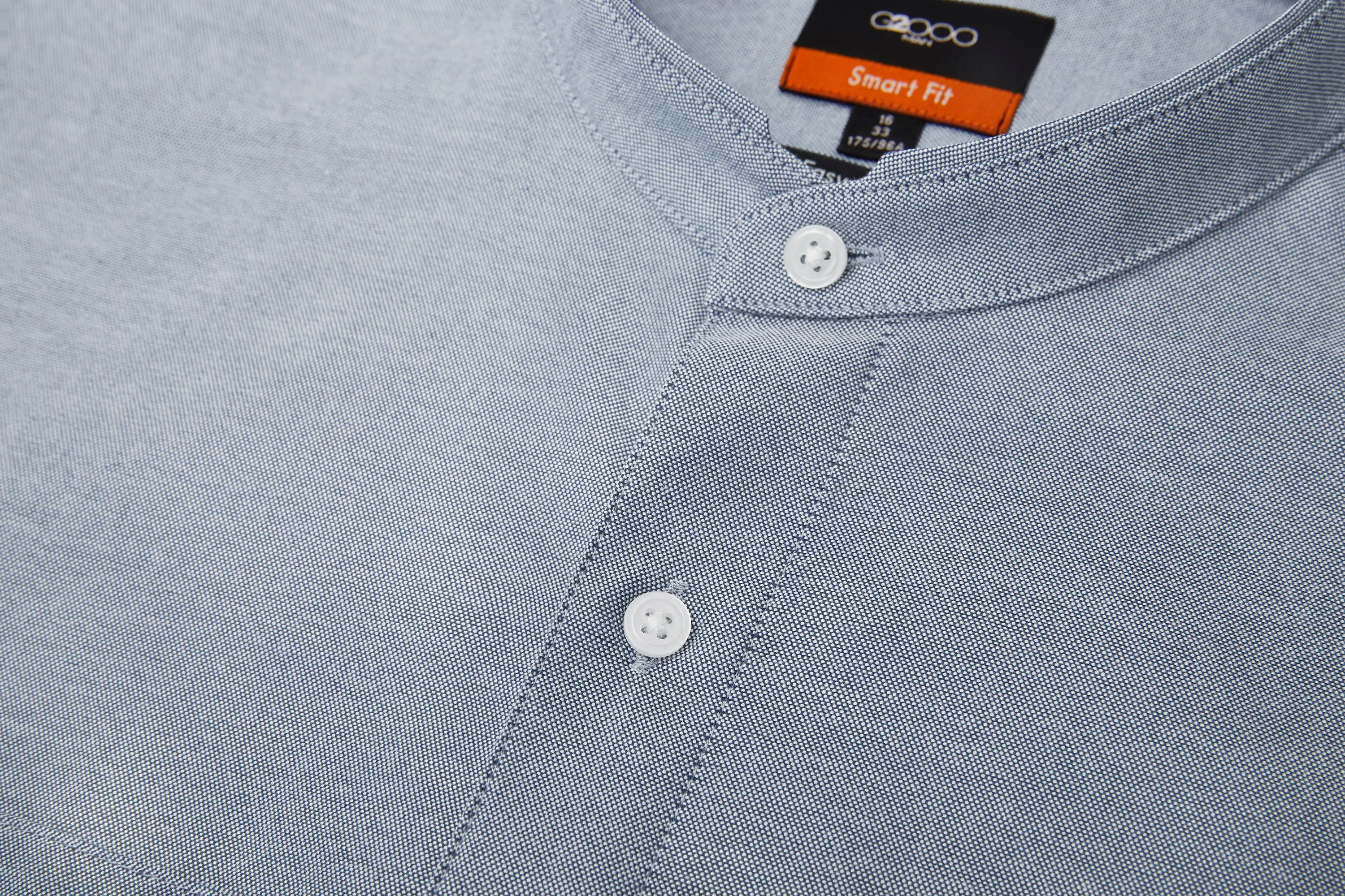 Easy Care Stand Collar Blocking Oxford Casual Shirt