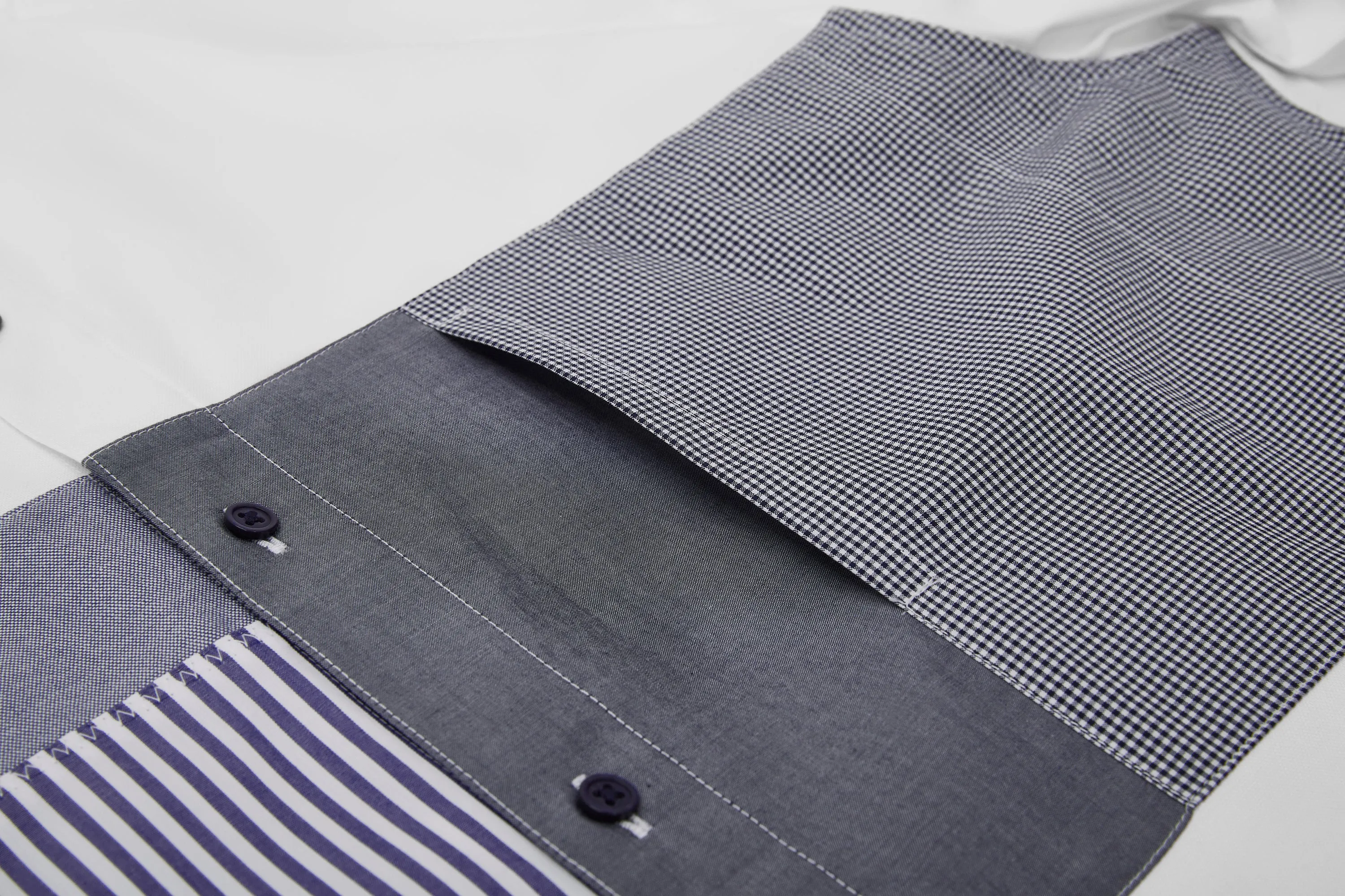 Easy Care Stand Collar Blocking Oxford Casual Shirt