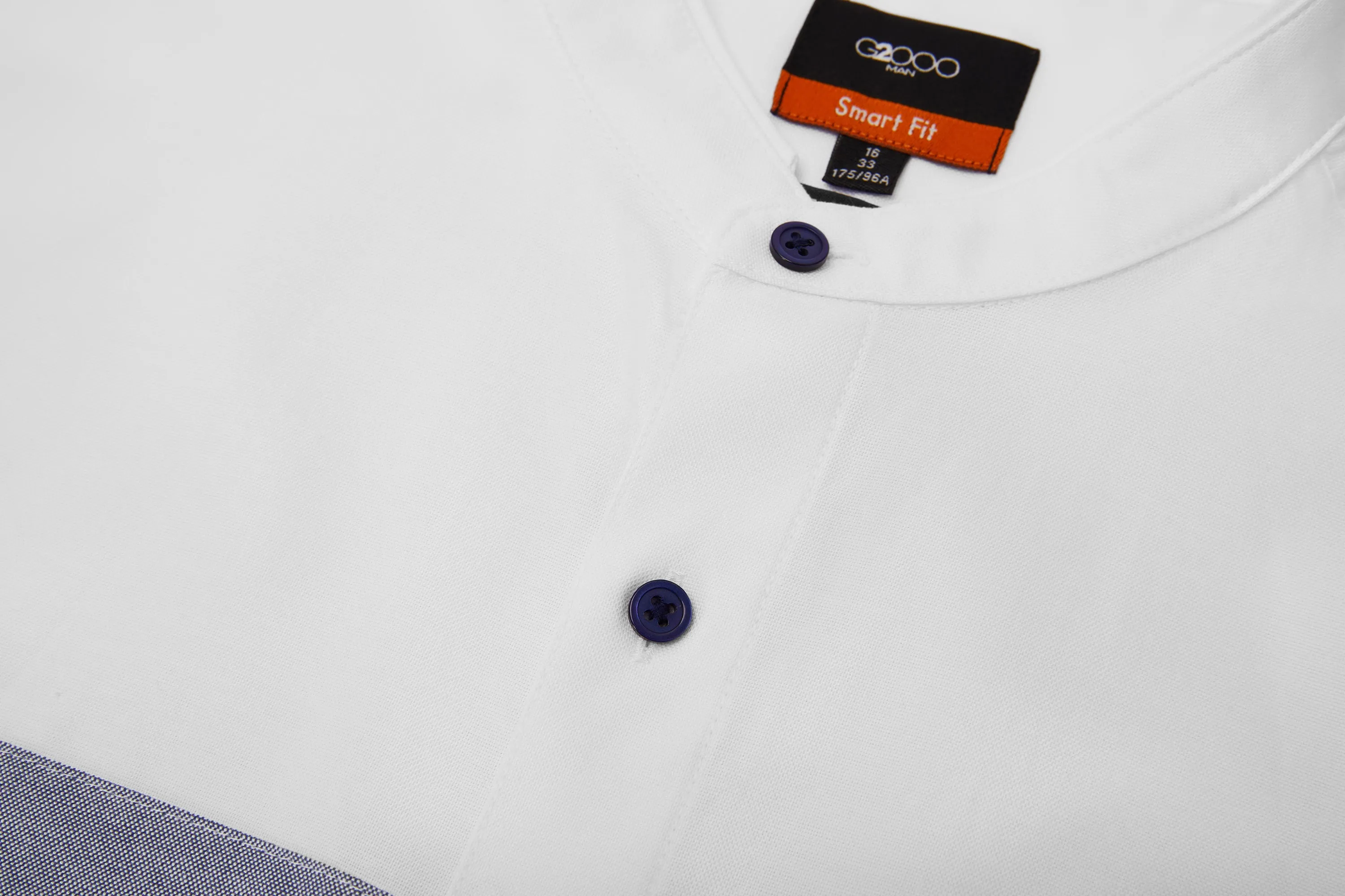 Easy Care Stand Collar Blocking Oxford Casual Shirt