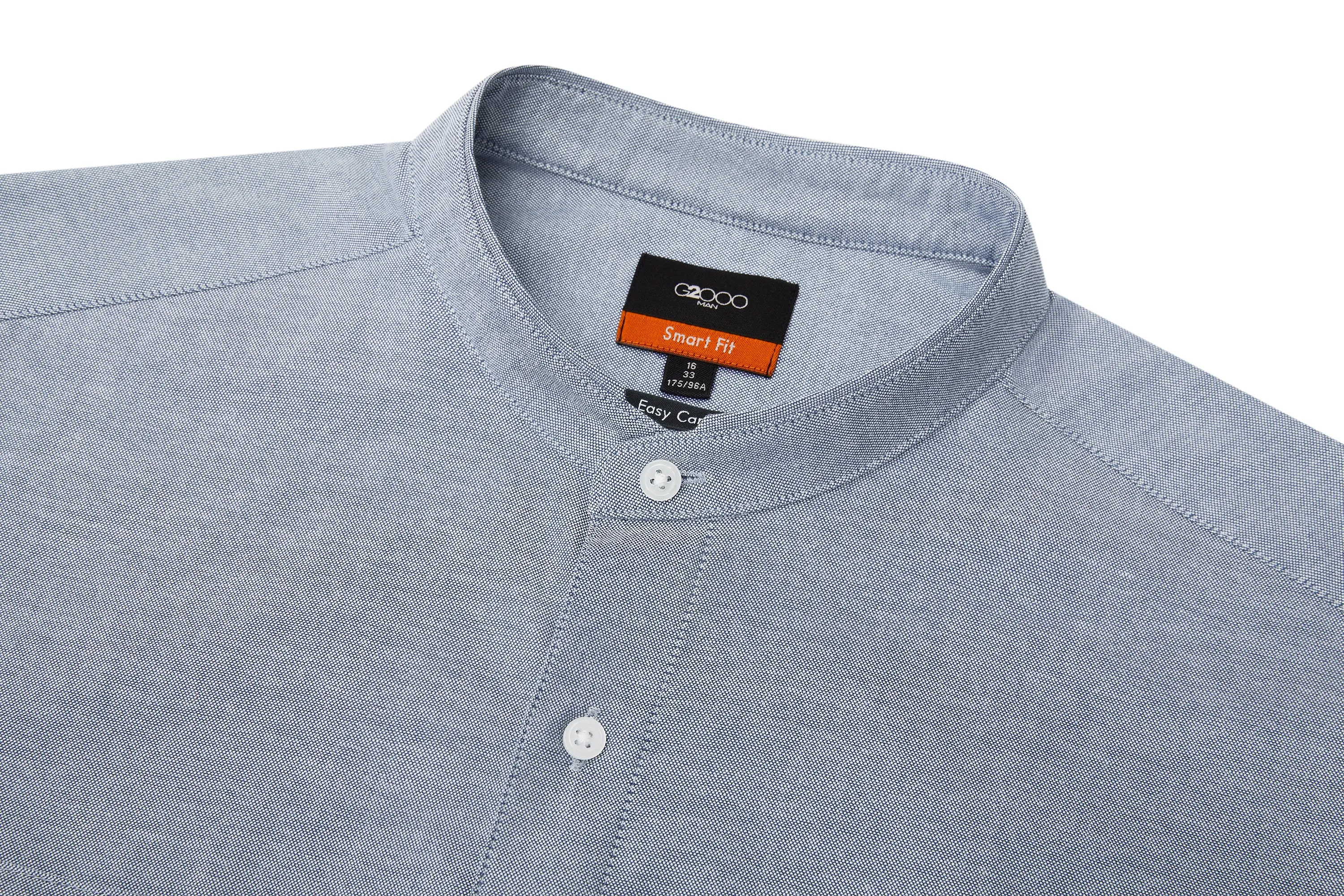 Easy Care Stand Collar Blocking Oxford Casual Shirt