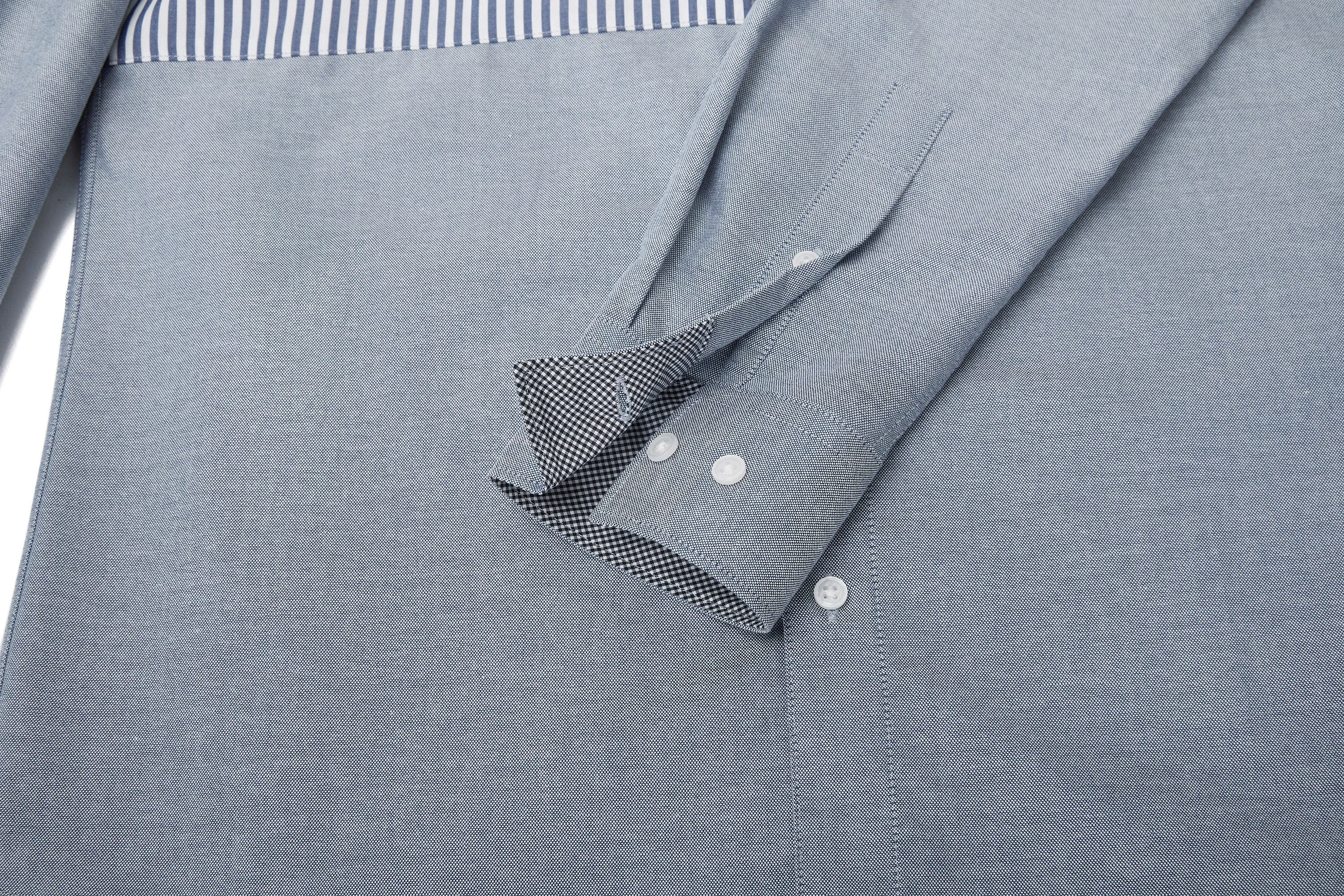Easy Care Stand Collar Blocking Oxford Casual Shirt