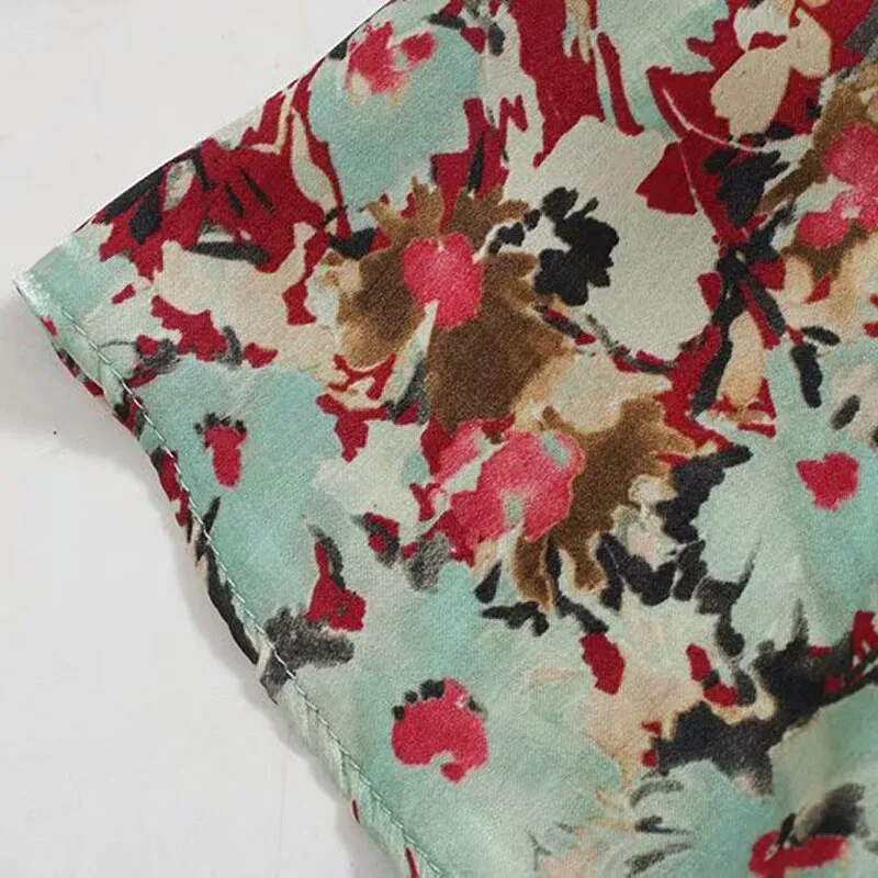 Elegant Bow Tie Women Floral Print Tops Autumn