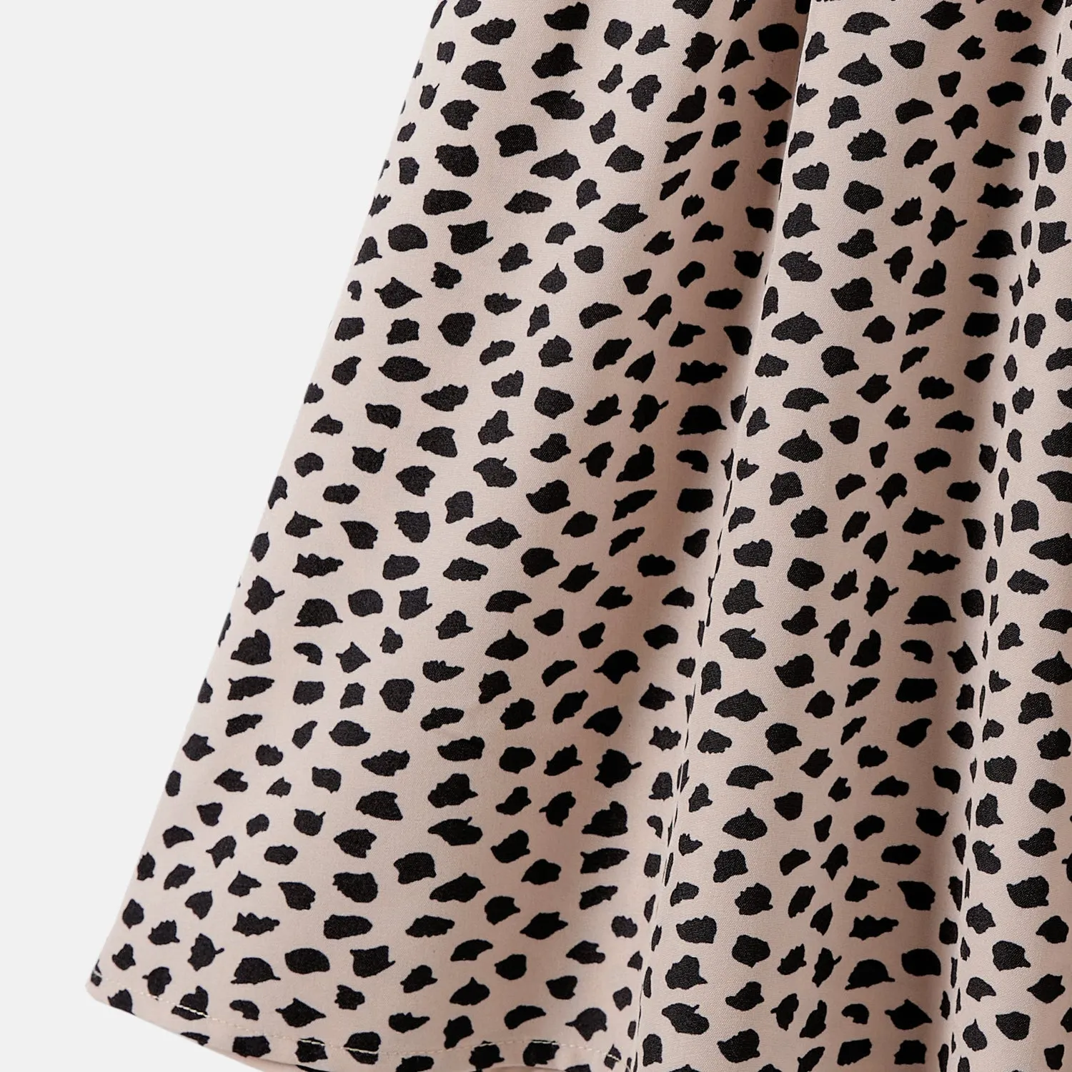 Family Matching Leopard Print Splice Brown Dresses And 94% Cotton Short-sleeve T-shirts Sets