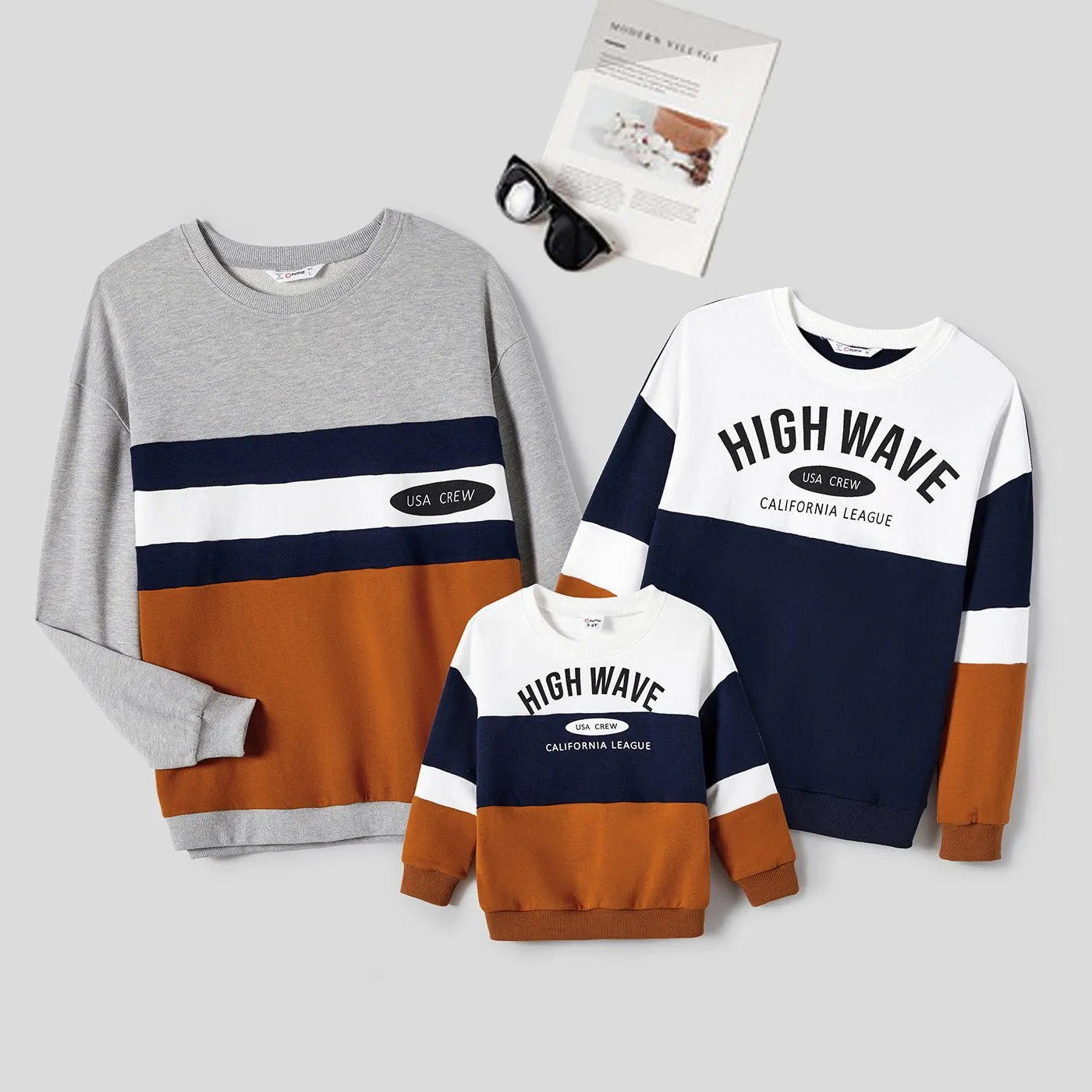 Family Matching letter and Colorblock Tops