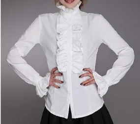 Fashion Victorian Tops Ruffles Long Sleeve, Elegant Shirt For Women