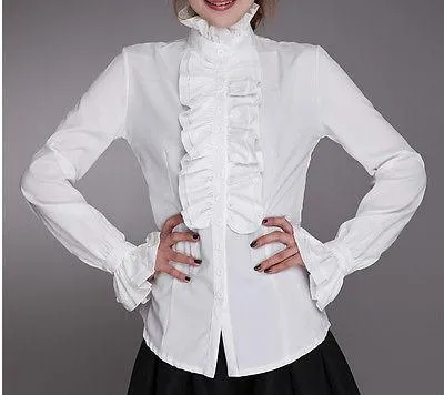 Fashion Victorian Tops Ruffles Long Sleeve, Elegant Shirt For Women