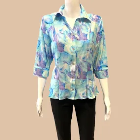 FM COLLECTION BLUE & LILAC BLOUSE