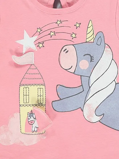 George Baby Girls Unicorn T-Shirts 3 Pack