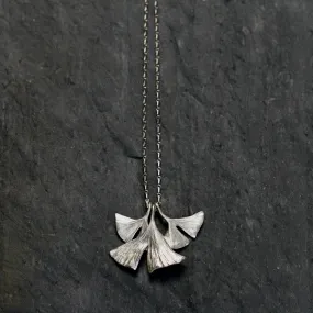 Gingko Leaf Long Necklace Handmade Silver Jewellery