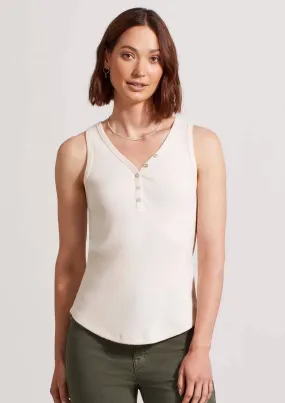 Henley Tank Top with Buttons - Sandust