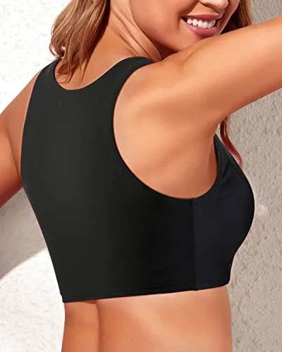 High Neck Racerback Sports Bra Swimsuit Top Women Bikini Crop Top