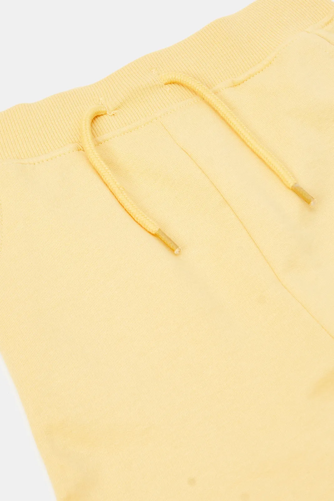 Infant Boys White And Mustard Snoopy Active Shorts (Pack of 2)