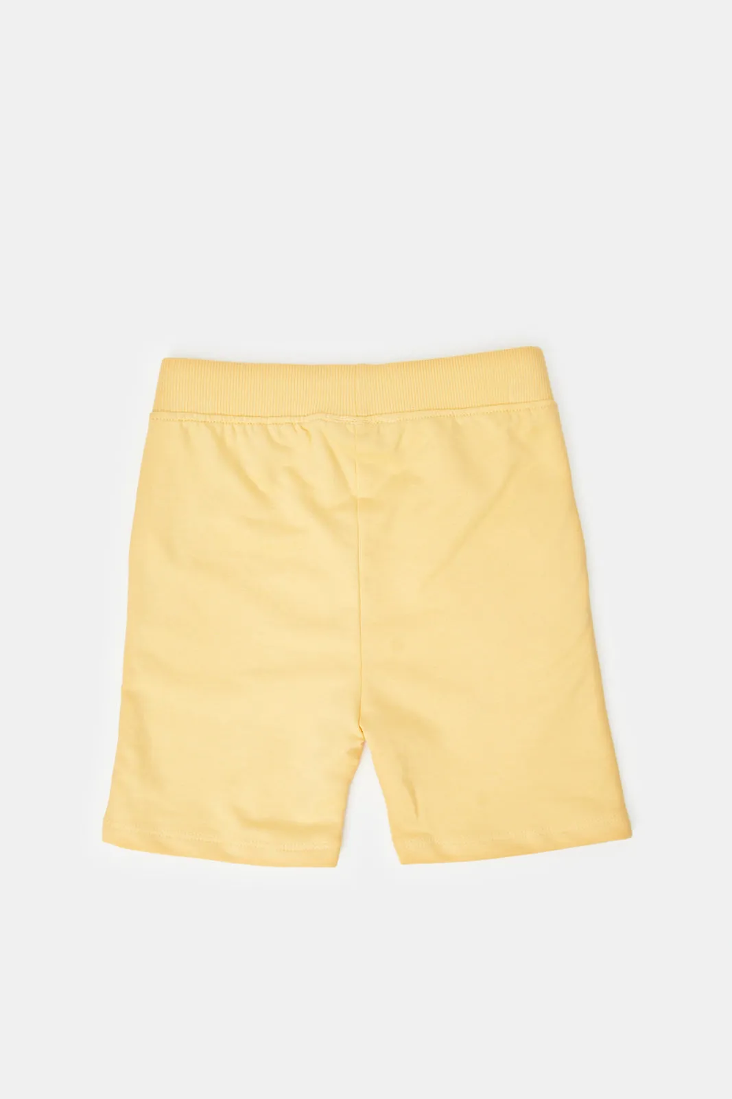 Infant Boys White And Mustard Snoopy Active Shorts (Pack of 2)