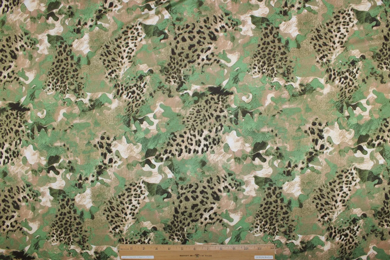 Jungle Huntress Rayon Jersey - Greens/Browns