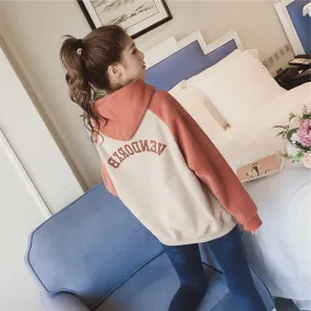 Korean Loose Elegant Hooded Thick Women Sweatshirt Tops Outerwear