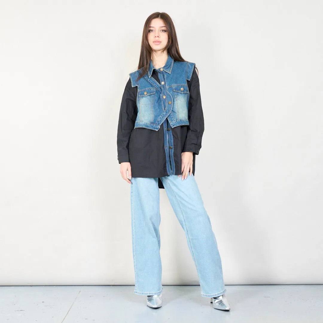 Layered denim vest and shirt wholesale