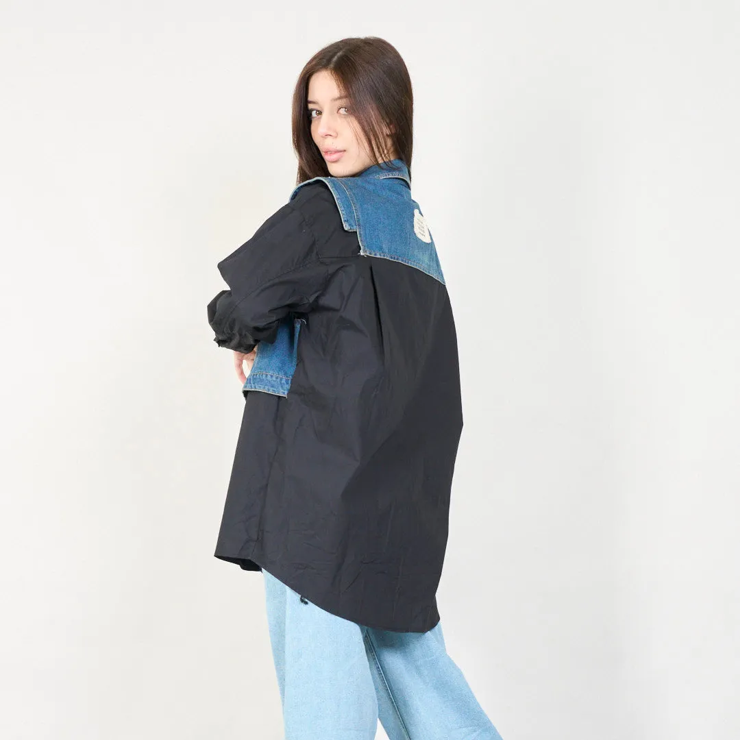 Layered denim vest and shirt wholesale
