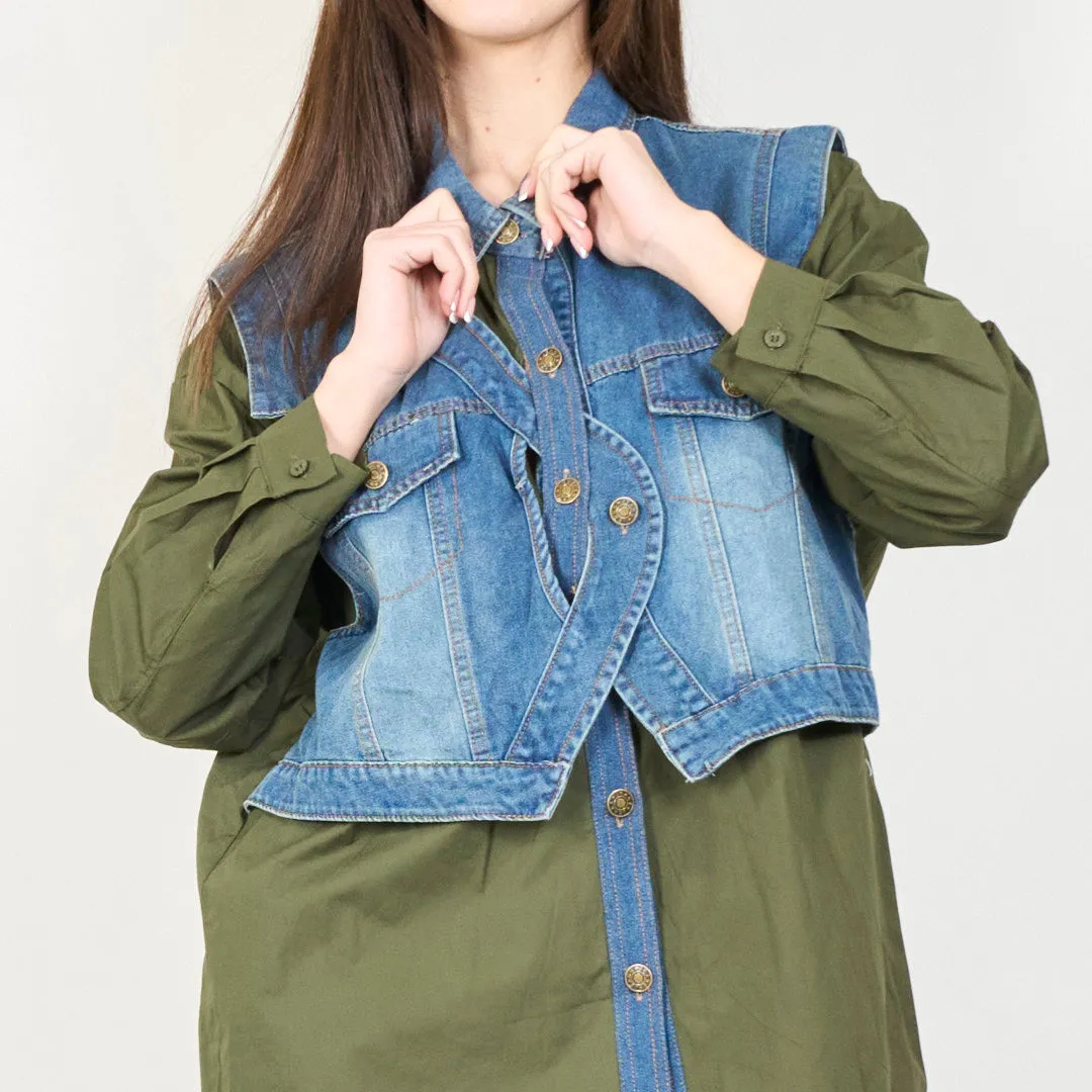 Layered denim vest and shirt wholesale