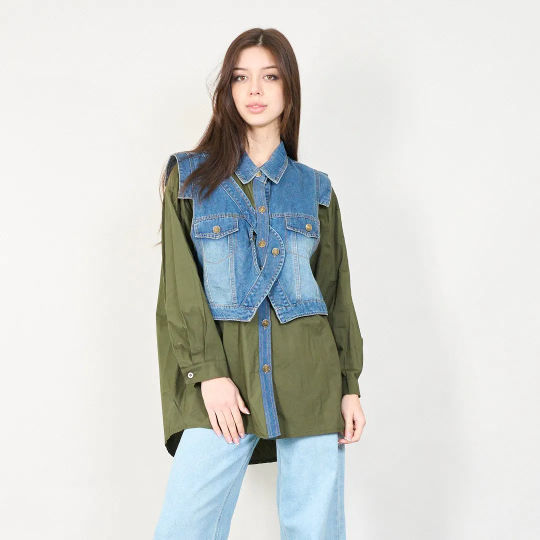 Layered denim vest and shirt wholesale