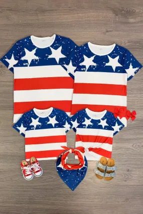 Matching Family Red, White & Blue Stripe Top - AND PET BANDANA!