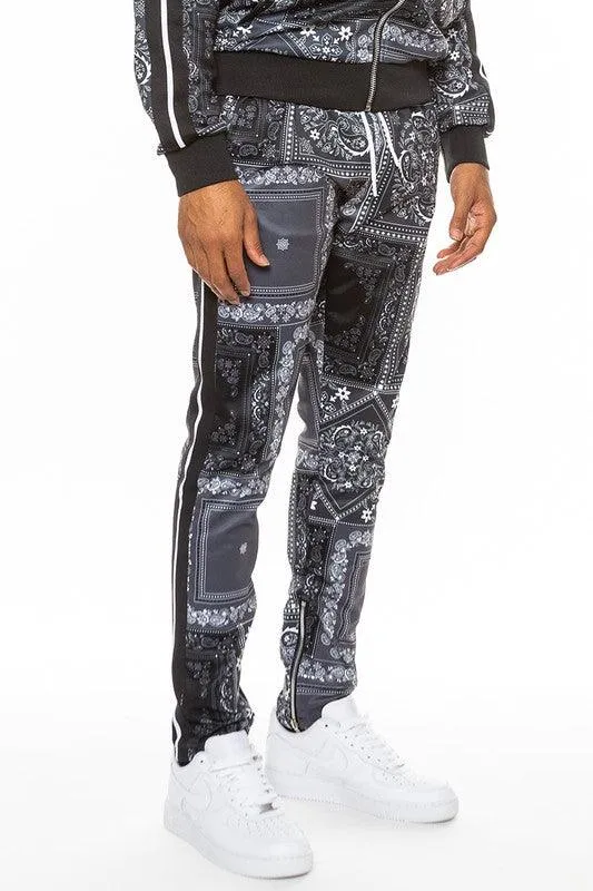 Mens Paisley Bandana Print Track Pants